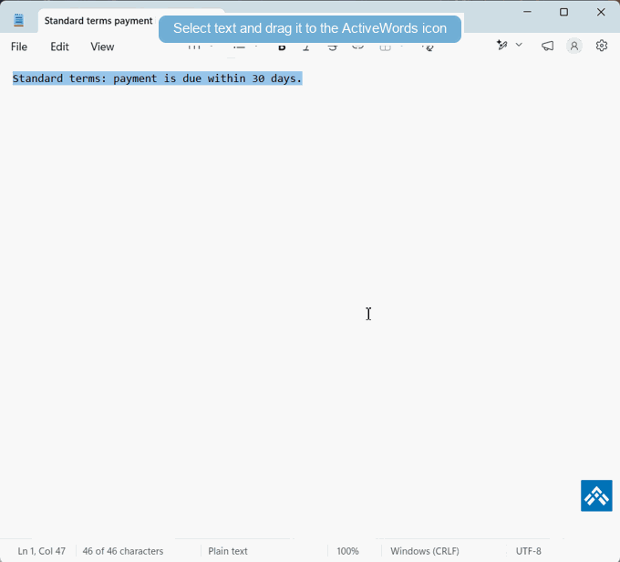 Adding Words and Actions using drag and drop and copy and paste