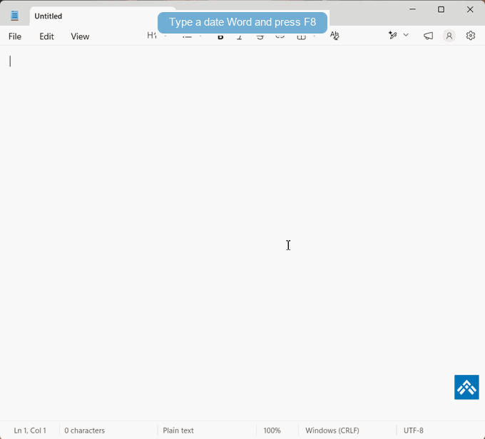 Inserting a date and time stamp with ActiveWords 5