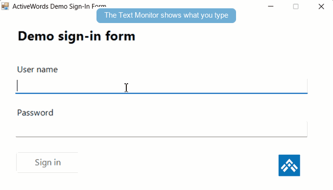 Text Monitor displays normal input and hides password field input